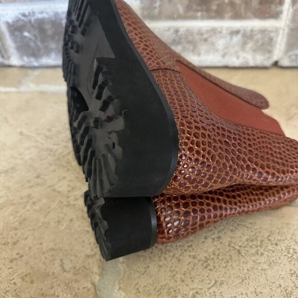 Andre‎ Assous Peggy Chelsea Boot Booties Leather Women Embossed Croc Brown 6.5M - Picture 9 of 13